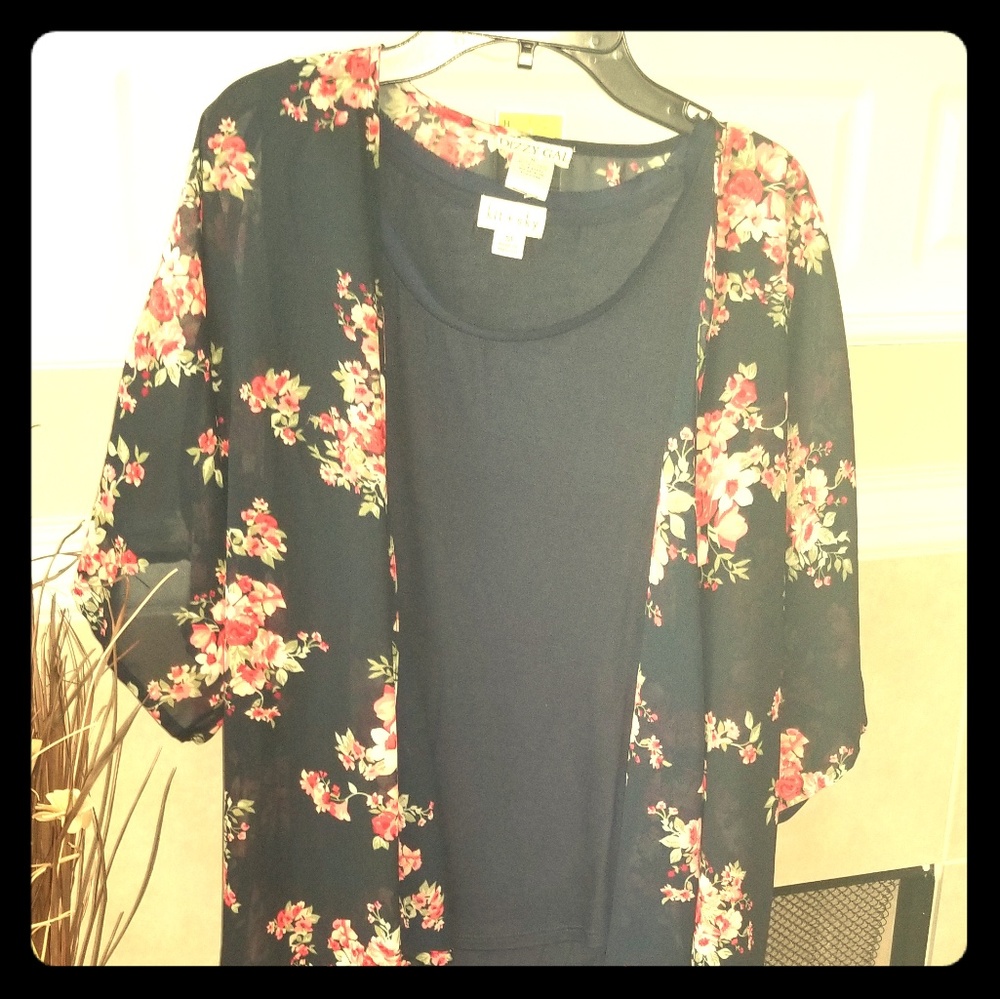 Navy 2 piece Blouse & Shirt